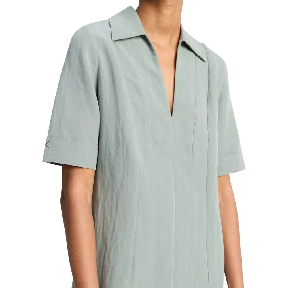 Vince A-Line Clay Sage Green Pocket Short Knee Length Dress Size Small NWY $448 - Picture 3 of 12